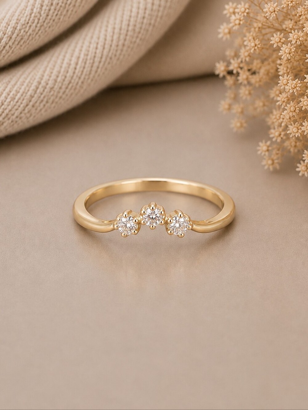Gold Three-Stone Accent Ring
